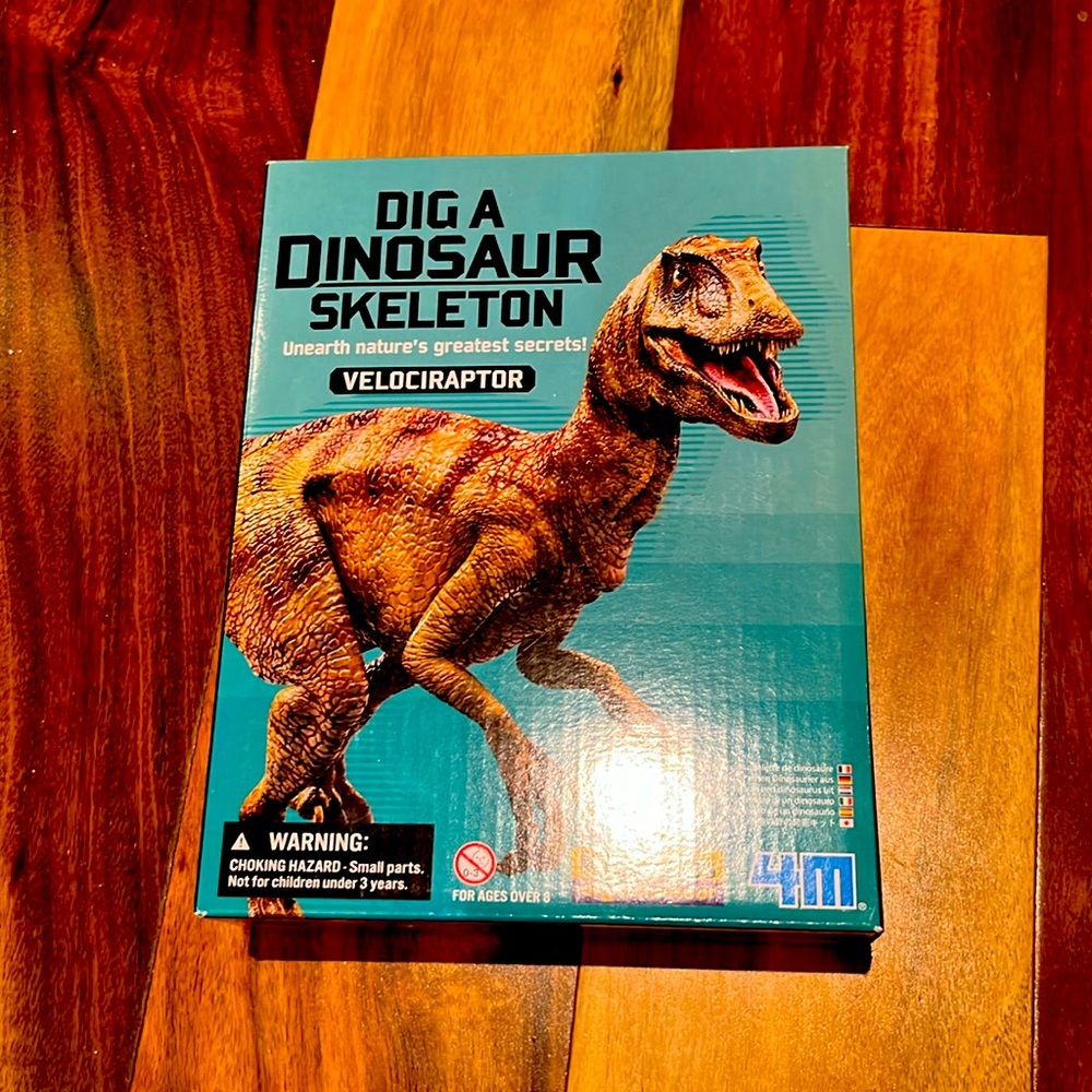 dig a dinosaur skeleton kit, velociraptor edition